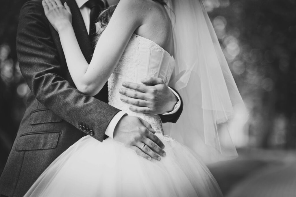 Bride and groom Hugging Newcastle